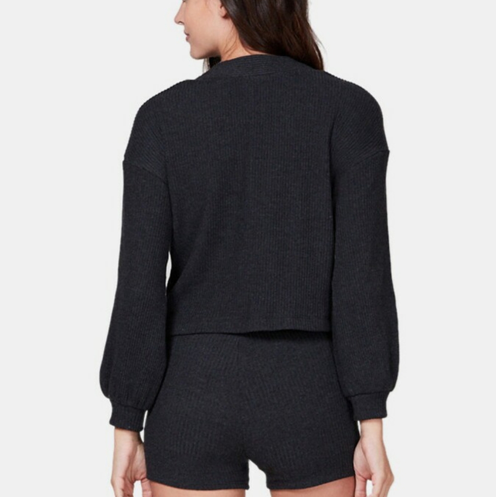 LETT Lisse cardigan charcoal knit patch pockets extra small XS new - Picture 3 of 9